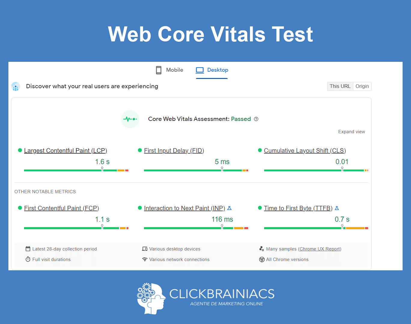 Exemplu de Web Core Vitals